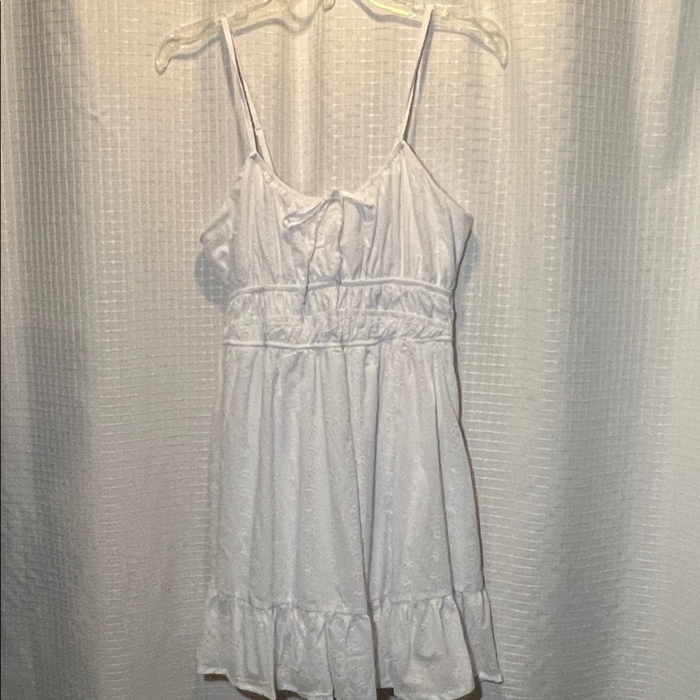 White Mini Dress with Ruffle Hem